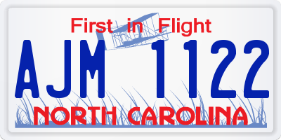 NC license plate AJM1122