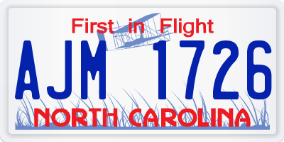 NC license plate AJM1726