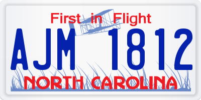 NC license plate AJM1812