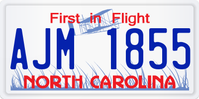 NC license plate AJM1855