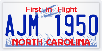 NC license plate AJM1950