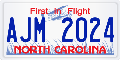 NC license plate AJM2024
