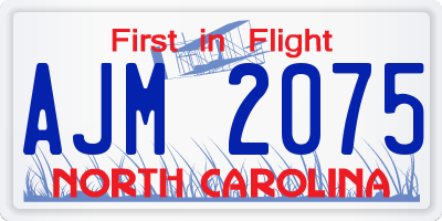 NC license plate AJM2075