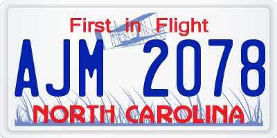NC license plate AJM2078