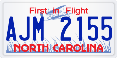 NC license plate AJM2155