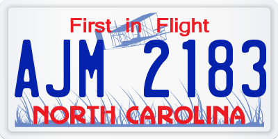 NC license plate AJM2183