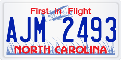 NC license plate AJM2493
