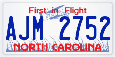 NC license plate AJM2752