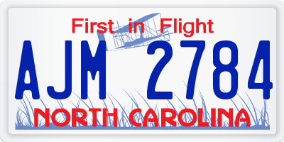 NC license plate AJM2784