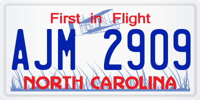 NC license plate AJM2909