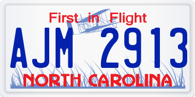 NC license plate AJM2913