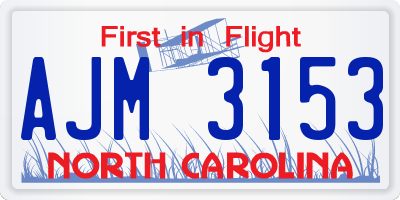 NC license plate AJM3153