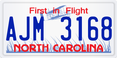 NC license plate AJM3168