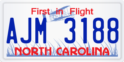 NC license plate AJM3188