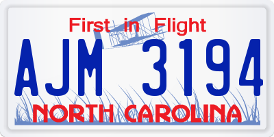 NC license plate AJM3194