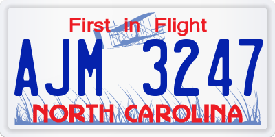 NC license plate AJM3247