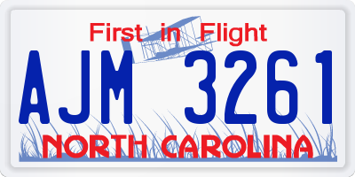 NC license plate AJM3261
