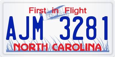 NC license plate AJM3281