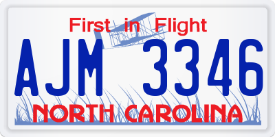 NC license plate AJM3346