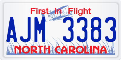 NC license plate AJM3383