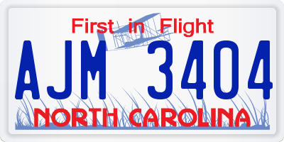 NC license plate AJM3404