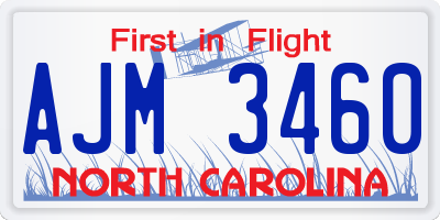 NC license plate AJM3460