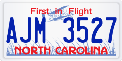 NC license plate AJM3527