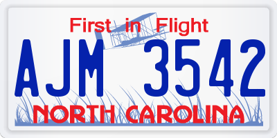 NC license plate AJM3542