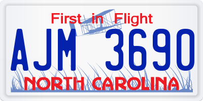 NC license plate AJM3690