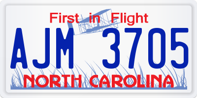NC license plate AJM3705