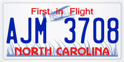 NC license plate AJM3708