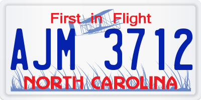 NC license plate AJM3712