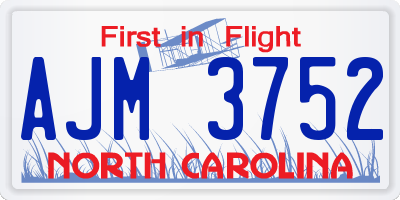 NC license plate AJM3752