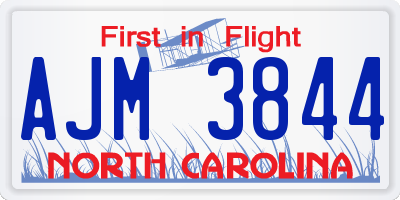 NC license plate AJM3844