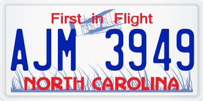 NC license plate AJM3949