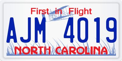 NC license plate AJM4019