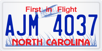 NC license plate AJM4037