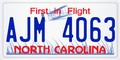 NC license plate AJM4063