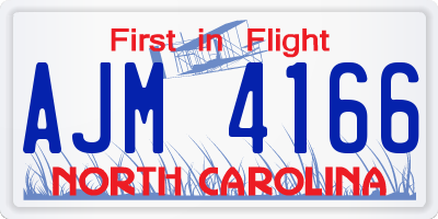 NC license plate AJM4166