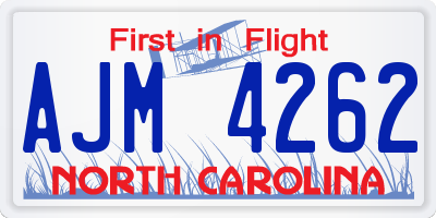 NC license plate AJM4262