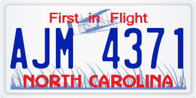 NC license plate AJM4371