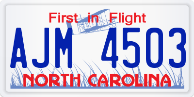 NC license plate AJM4503