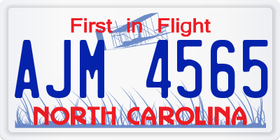 NC license plate AJM4565
