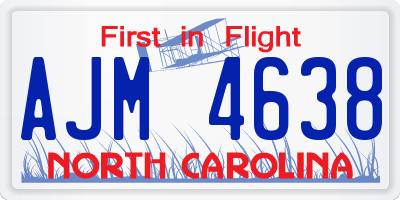 NC license plate AJM4638