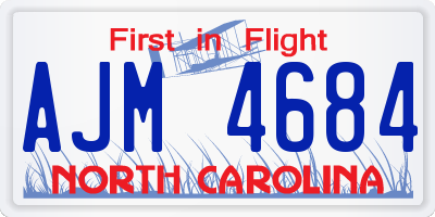 NC license plate AJM4684