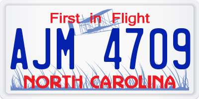 NC license plate AJM4709