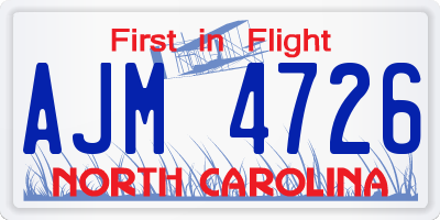 NC license plate AJM4726