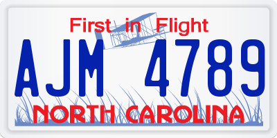 NC license plate AJM4789