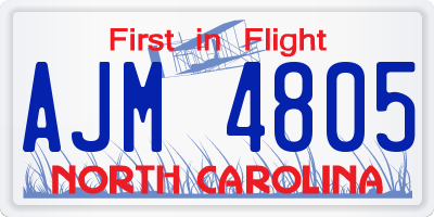 NC license plate AJM4805