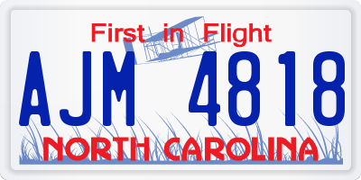 NC license plate AJM4818